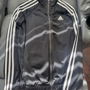Adidas Black Track Jacket with White Stripes